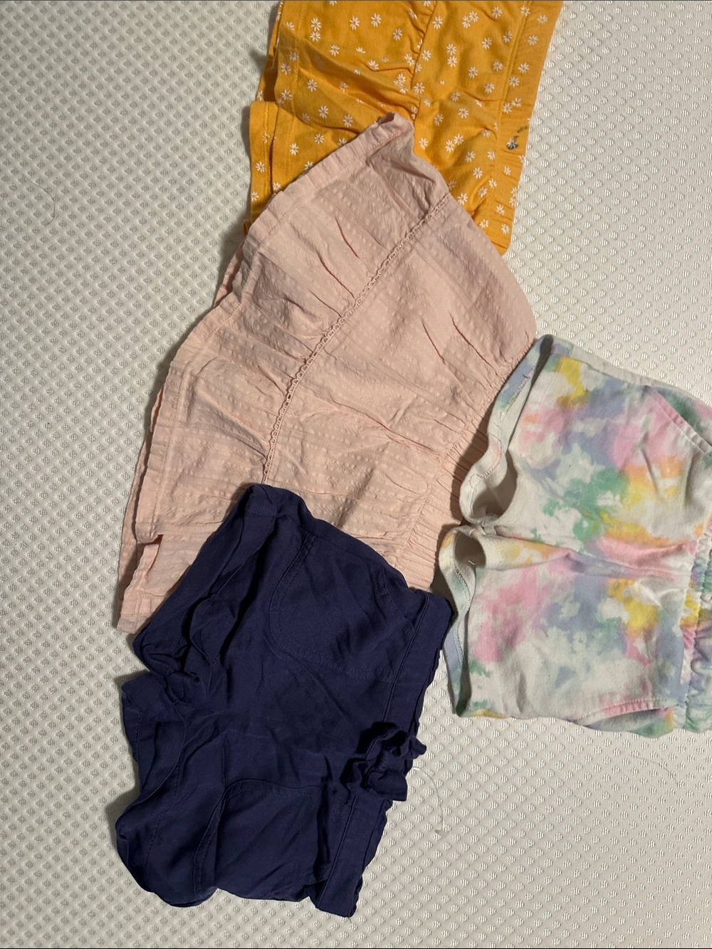 Kids Soft Cotton Ribbed Shorts - Pink, Navy, Yellow Floral, Tie-Dye
